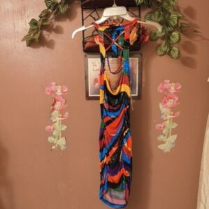 Colorful Backless Women's Dress